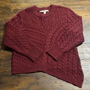 Chelsea & Violet Maroon Cable Knit Sweater